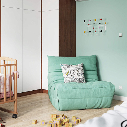 Одноместный диван ДеФранс мятного цвета в интерьере детской комнаты